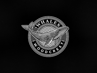 Whales Woodcrest Logo animal design emblem illustration logo sea vintage whale