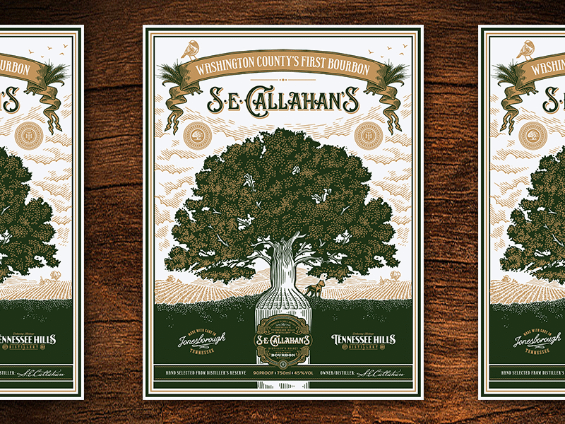 S.E.Callahan's Artowrk artwork bourbon distillery illustration poster tennessee tree vintage