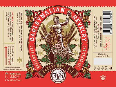 Barleynalian Revelry / RazBeerbriga ale beer brewery christmas crat design festive illustration label vintage