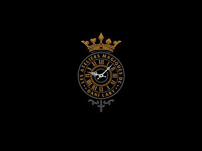 Dani Lary / Secondary Logo I clock crow logo magic playing cards vintage