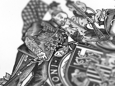 Bertie / Cover Detail III coat of arms crosshatching design detailed embrosing illustration royal
