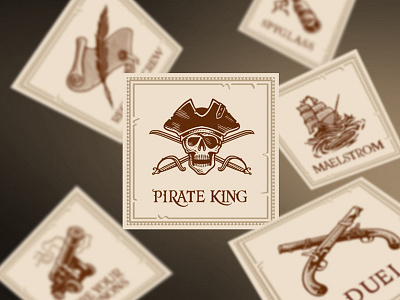 Pirate King boardgame dice game illustration pirate skull
