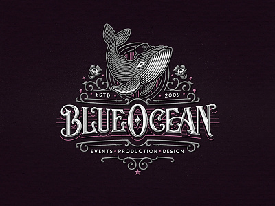 Blue Ocean / Logo design fun illustration lettering logo typography whale