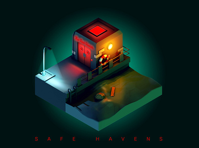 Safe Havens No. 2: The Harbor 3d 3d art art direction cgi cinema4d digital art fantasy art lowpoly