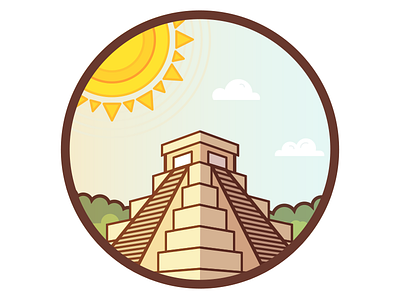 El Castillo illustration mayan mexico sun temple