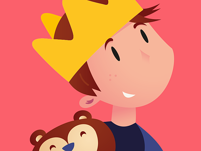 Little King boy character crown king little teddybear