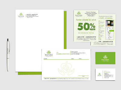 Natura Health stationary design brand identity branding business card design design flyer letterhead