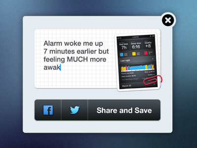 Share Screen for Sleep Time App azumio facebook photo share twitter