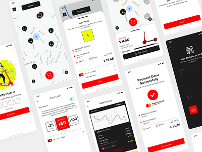 Hop Scooter Mobile App app design dynamic e scooter illustration map minimal mobile app qr scan scooter ui ux welcome welcome screen