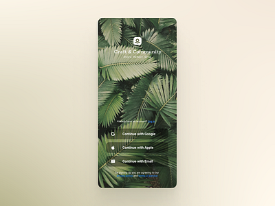 Craft & Community - Welcome Screen app design mobile app mobile design mobile ui plants product design ui ui design welcome screen