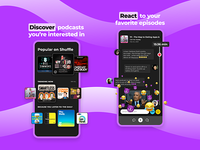 App Store Screenshots - Shuffle app app store mobile app mobile design podcast product design screenshots ui ui design