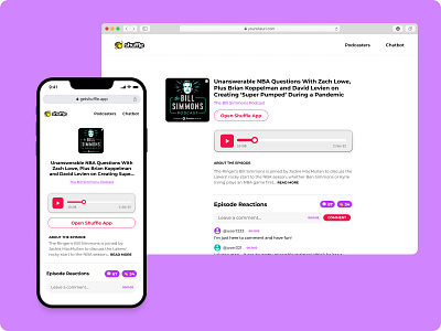 Web App - Shuffle app browser mobile design product design ui ui design web app