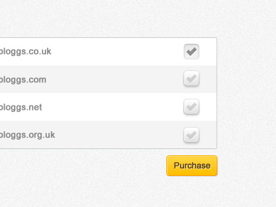 Checkboxes for Purchasing Domain Names button checkbox checkboxes domains rows ui