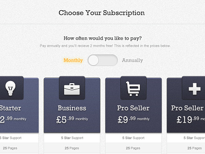 Subscription V2.3 icons price ribbon subscription switch toggle total ui ux