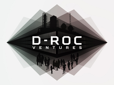 D-ROC Ventures Logo Concept building factory logo people perspective