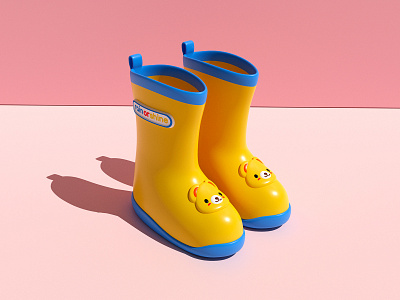 Rain or Shine 3D Model 3d 3d model 3d modeling rain boots render spring toddler