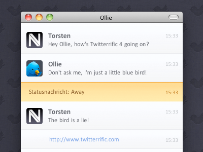 Twitterrific 4 based Adium adium twitterrific