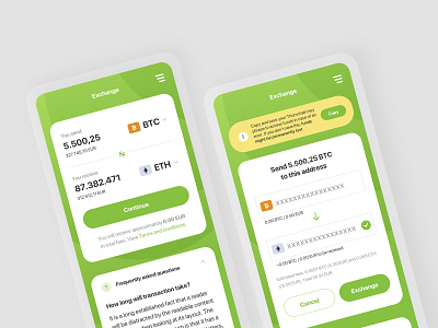 Kiwi exchange app bitcoin crypto interface mobile ui