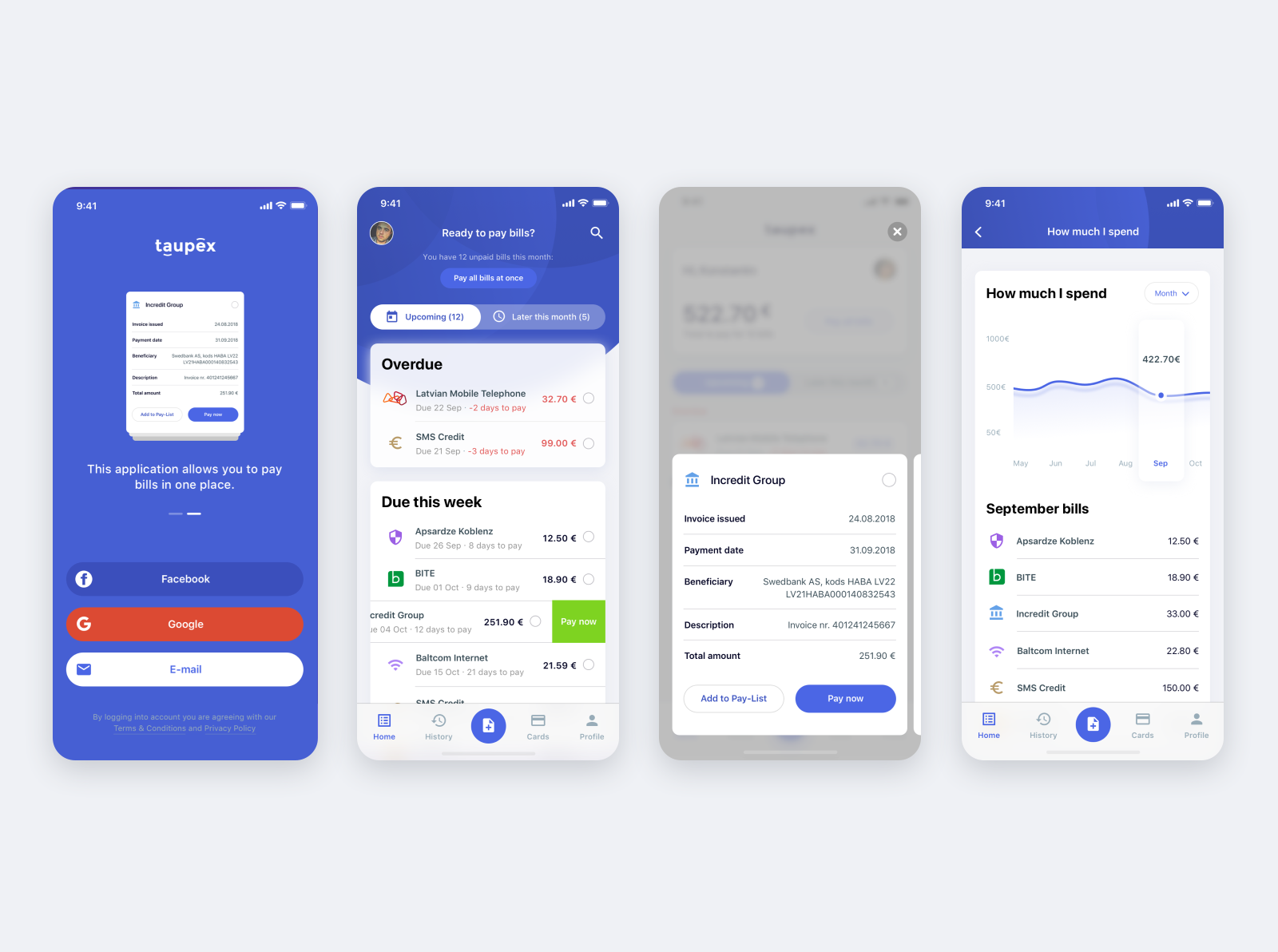 Bill payment app by Kondrashov on Dribbble