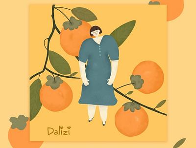 Persimmon girl illustration