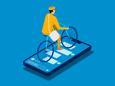 Postman vs Mobile (Message) animation app blue branding character chat cycle design illustration illustrator logo love message mobile postman ui ux vector web website