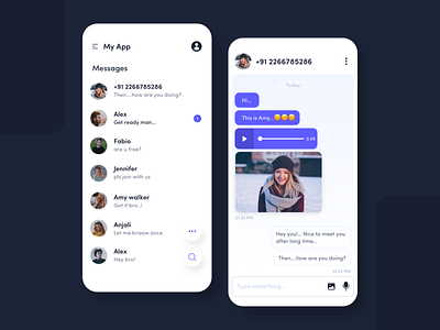Message section in apps | chat app android app animation app blue branding chat design design app designs illustration ios apps message app mobile type ui uidesign ux uxdesign vector web