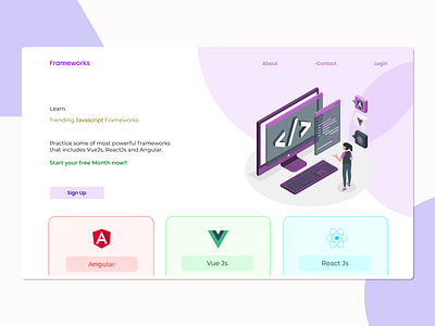 Frameworks - Learn and Practice angular design illustration react reactjs vuejs