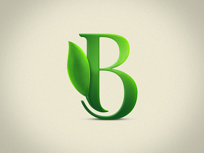 B Monogram b branding elegant green hand letter illustration leaf logo logotype monogram