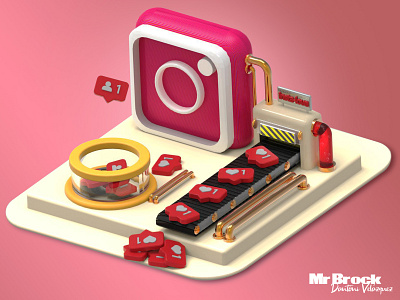 Insta-matic 3d 3d art cinema 4d instagram render social network