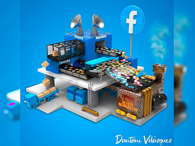 Facebook station 3d render design