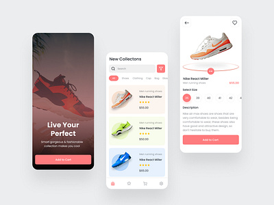 Sport shoes App app app design design landing page mobile mobile app mobile application screen sports app sports shoes app web design