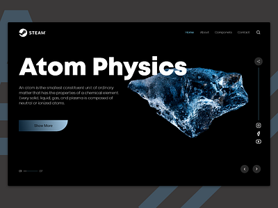 Steam atom concept dark mode dark theme dark ui design mineral minimal physics ui ui ux user interface ux web website