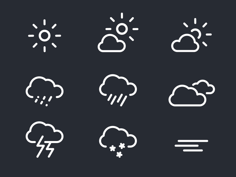 Weather Icons animated cloud icon icons mist plusone rain snow sun thunder weather
