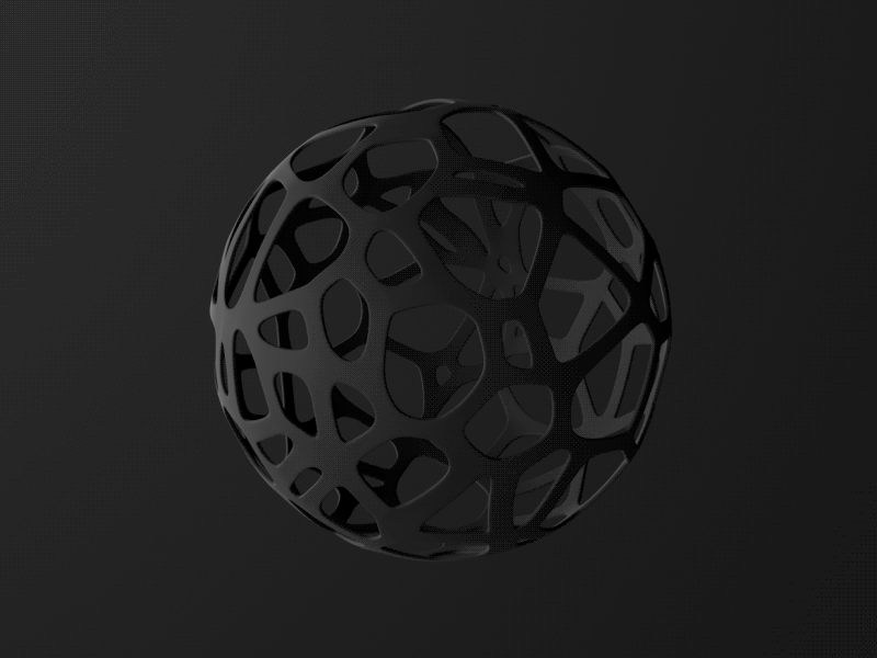 Globe 3d 4d black casprins cinema gif holes loop planet plusone printed sphere structure