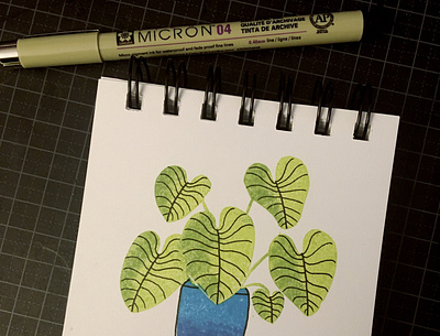 Day 4: philodendron linocut print stamp