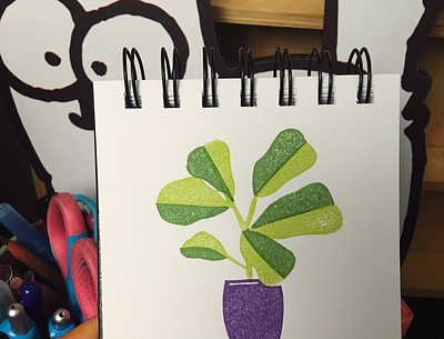 Day 6: plant linocut plant print sketchbook stamp