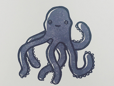 octopus card design illustration linocut print