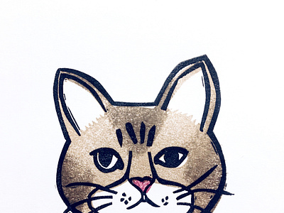 Plorkie poes cat handcarved handprinted linocut petportrait portrait printmaking reliefprint