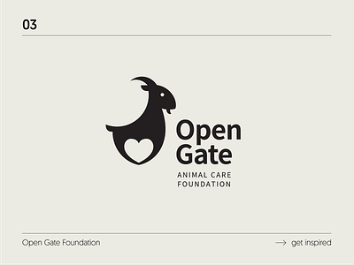 Open Gate Foundation animal animal lover brand branding geometry goat heart logo logo design logodesign logotype love minimalism sign
