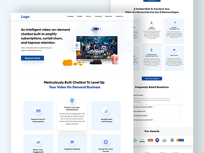 Video-on-demand chatbot landing page