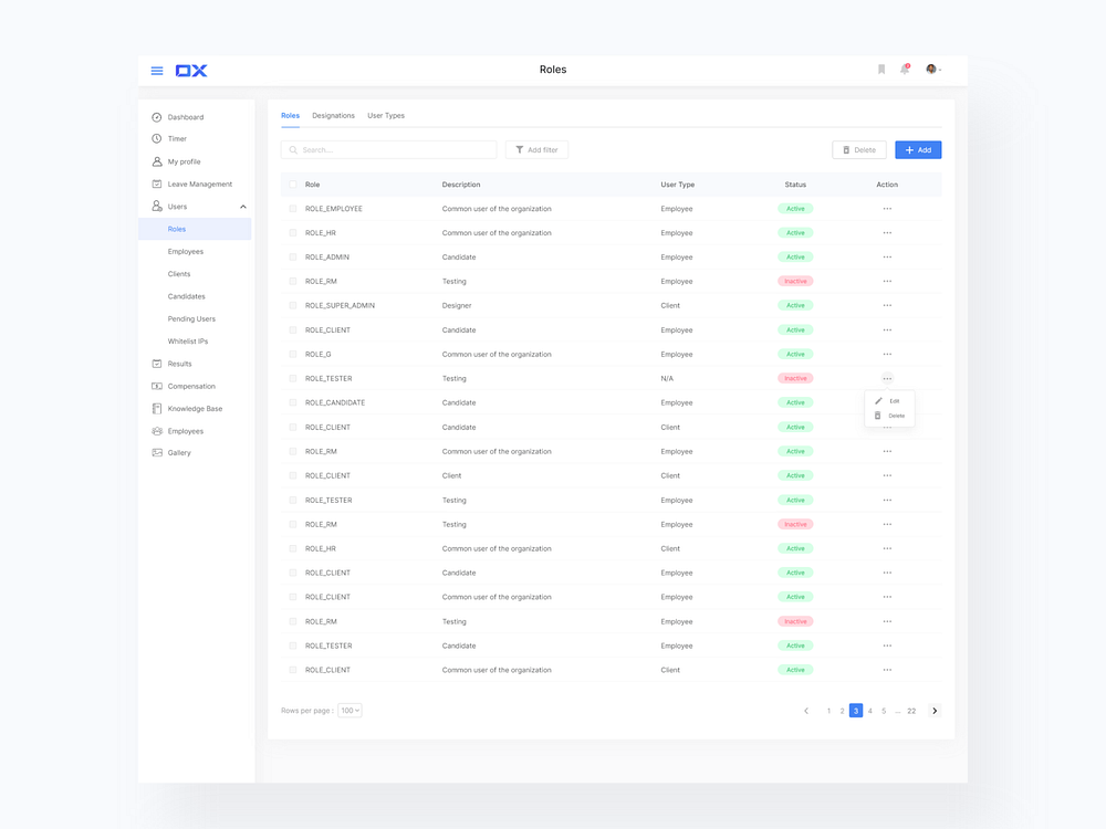 Roles UI Table by Skv Kumaran on Dribbble