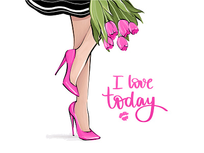 Fashion illustration. Pink High heels. beautiful beauty fashion fashion illustration fashionista girl art girls high heels illustration pink quote shoes vector woman