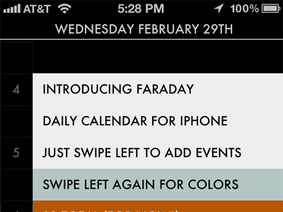 Faraday for iPhone and iPod Touch app calendar iphone ipod screenshot touch