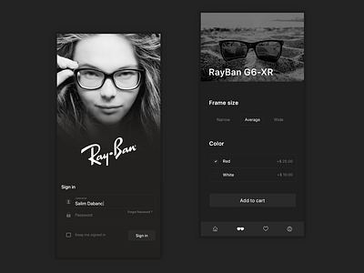 RayBan Mobile App Design