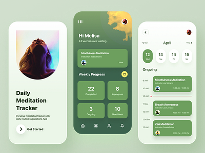 Meditation Tracker - SLAA app design designinspiration green illustration inspiration meditation meditation app ui ui design uidesign uitrends ux design uxdesign