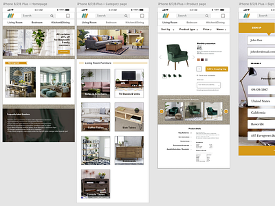 Mockup Furniture App made in Adobe XD app design high fidelity ux mobile app design mockup ui ux