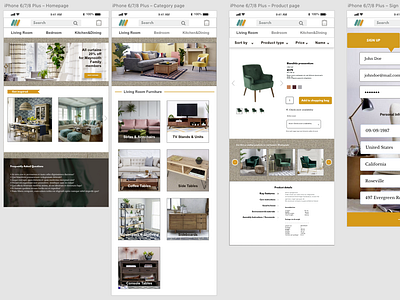 Mockup Furniture App made in Adobe XD