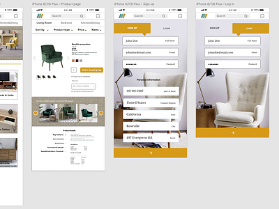 Mockup Furniture App made in Adobe XD app design e commerce app mobile app design ui ux