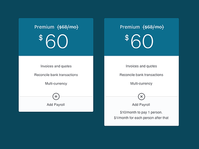 Pricing cards payroll pricing