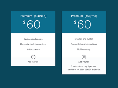 Pricing cards